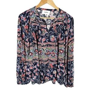 Ba&sh Naouel Paisley Print Multi Color Long Sleeve Top Size Large